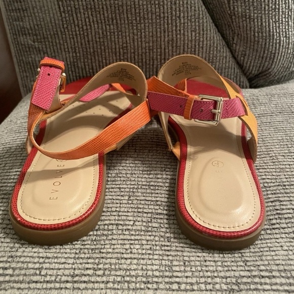 EVOLVE 24/7 Pink Red Orange Women’s 8 Thong Strappy Buckle Sandals shoes EVAVAH - Picture 8 of 14